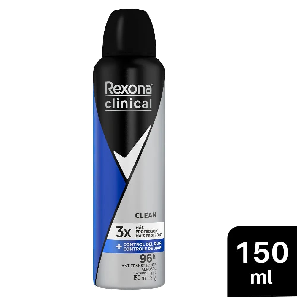Desodorante para hombre en Aerosol REXONA Clinical Men Clean Frasco 150ml