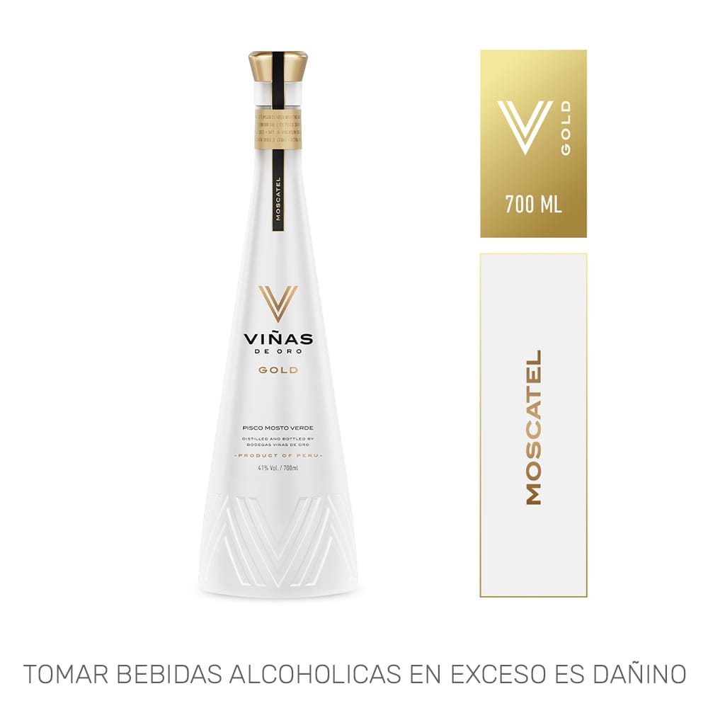 Pisco VIÑAS DE ORO Mosto Verde Moscatel Botella 700ml
