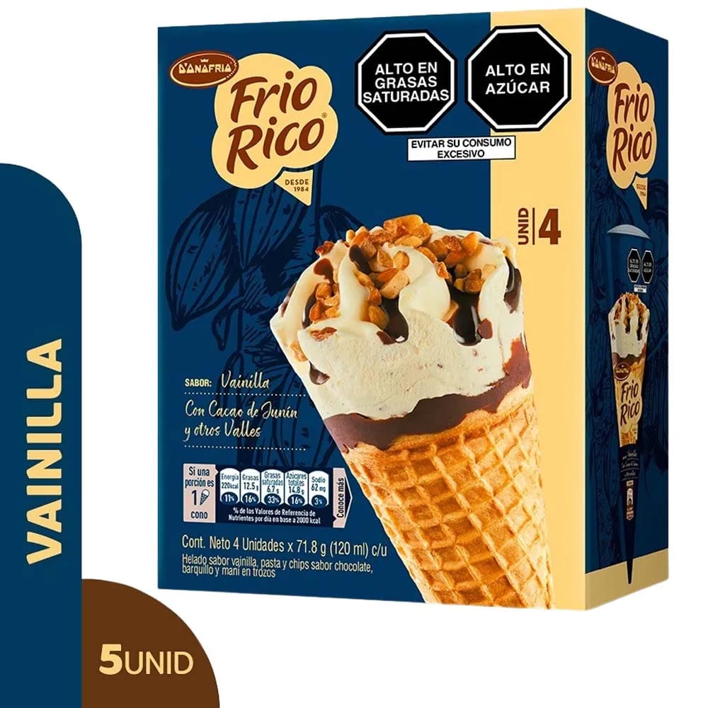Helado D'ONOFRIO FRÍO RICO Multipack Vainilla Caja 4un
