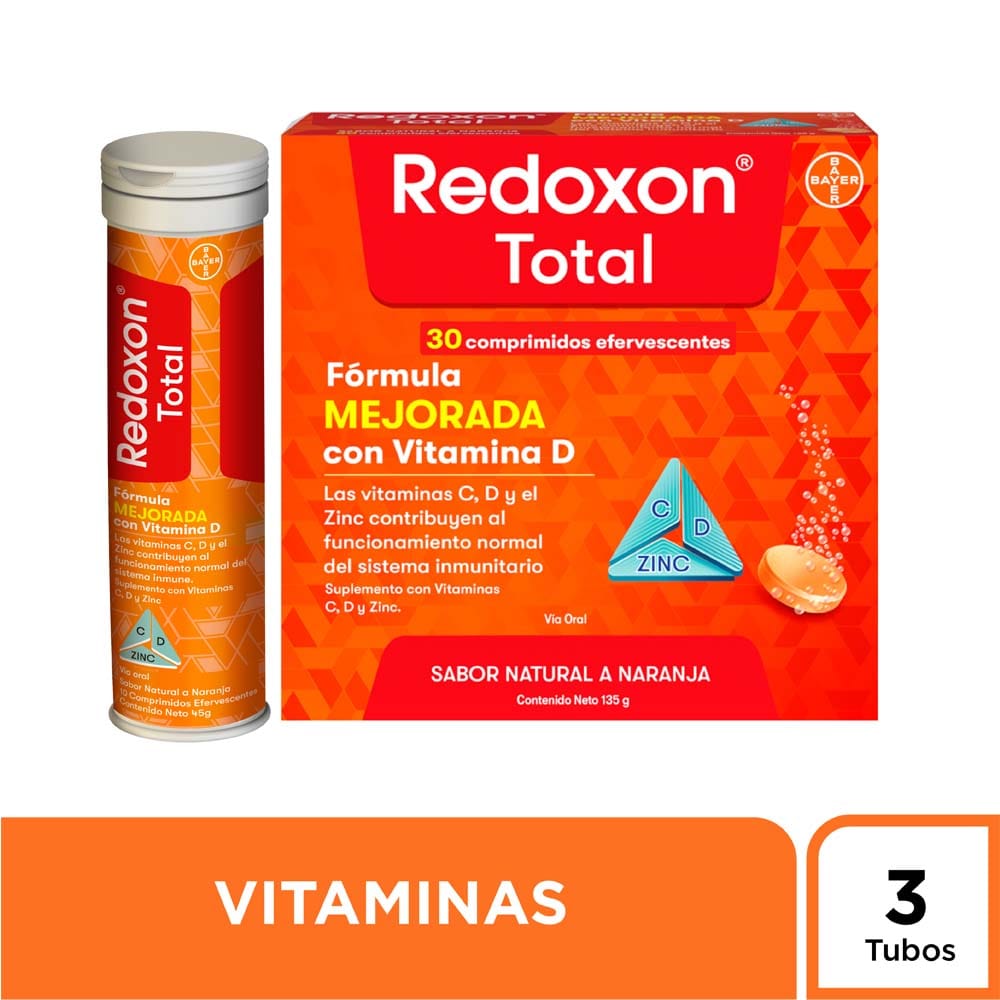Comprimidos Efervescentes REDOXON Vitamina C Tubo 45g x 3un