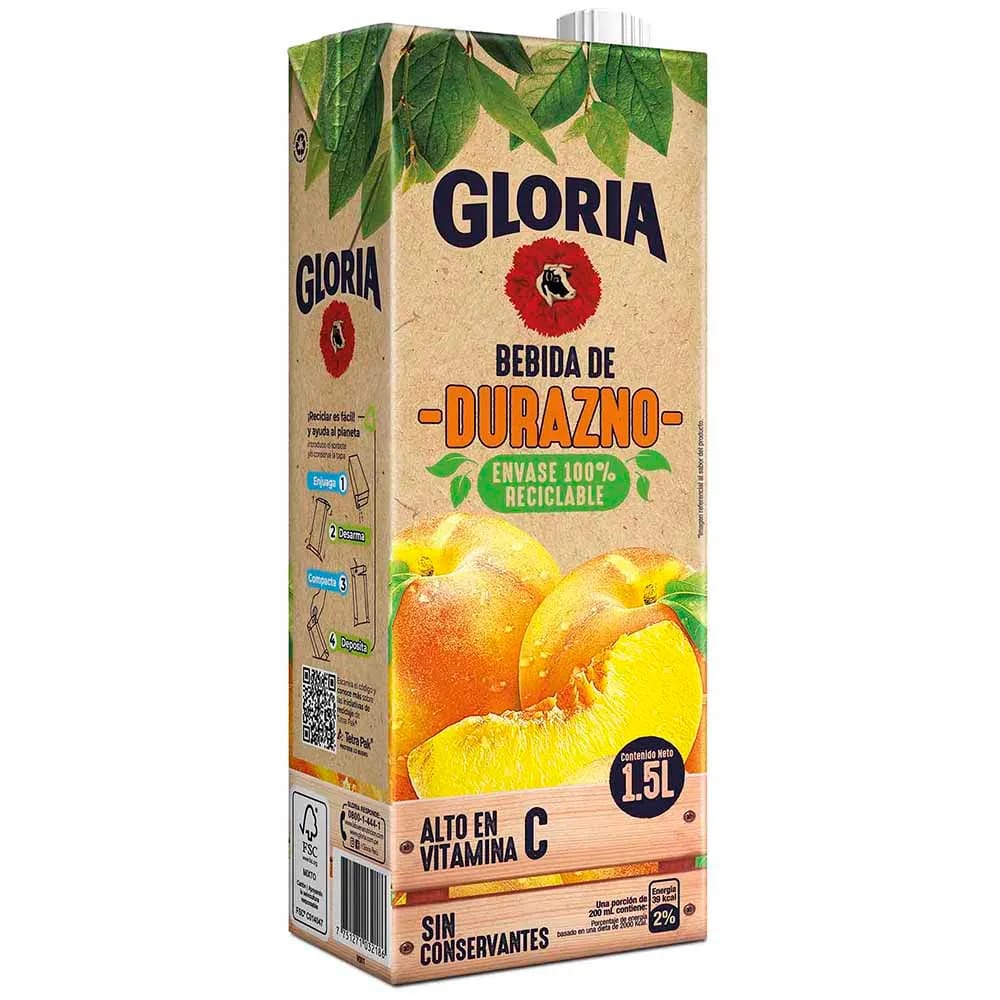 Bebida GLORIA Sabor a Durazno Tetrapack 1.5L