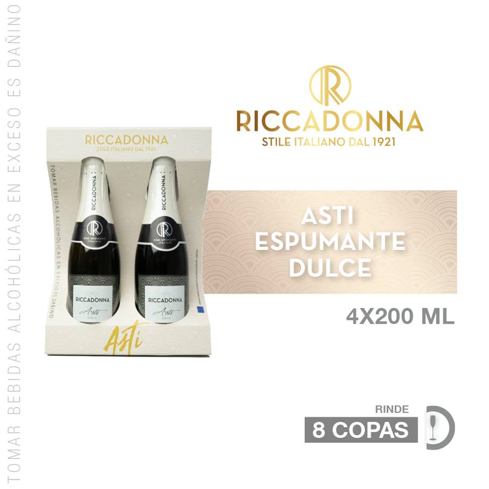Espumante RICCADONNA Asti Botella 200ml Paquete 4un