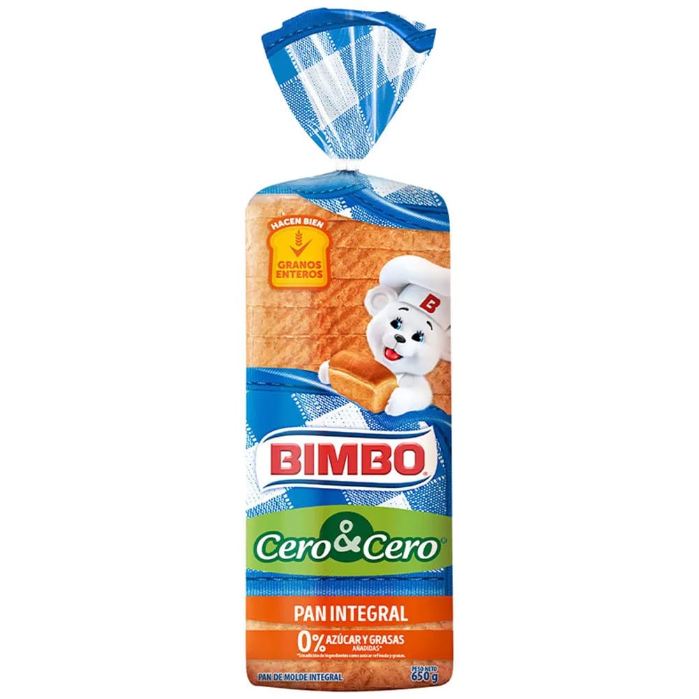 Pan de Molde BIMBO Integral Cero Cero Bolsa 650g
