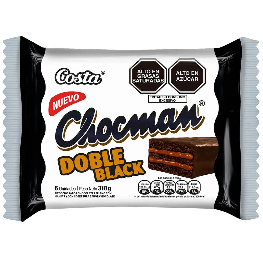 Bizcocho CHOCMAN Doble Black Paquete 6un