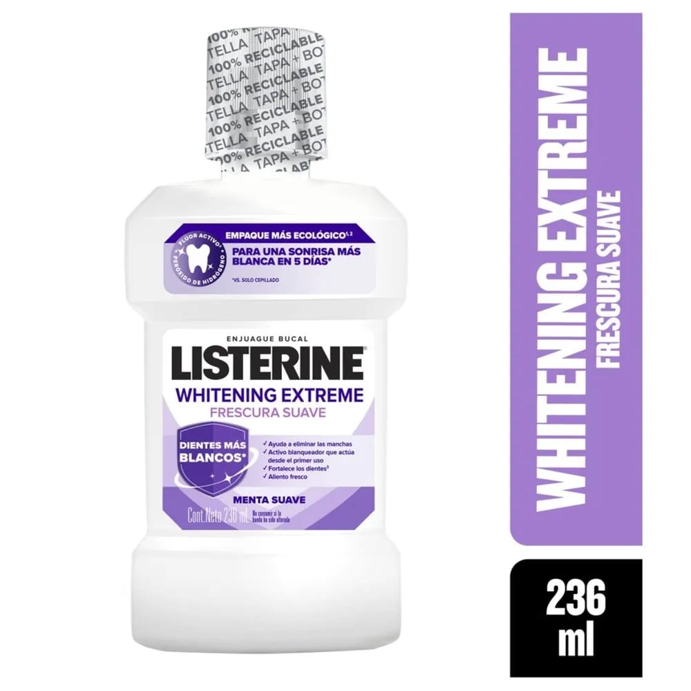 Enjuague bucal LISTERINE Whitening extreme menta Botella 236ml