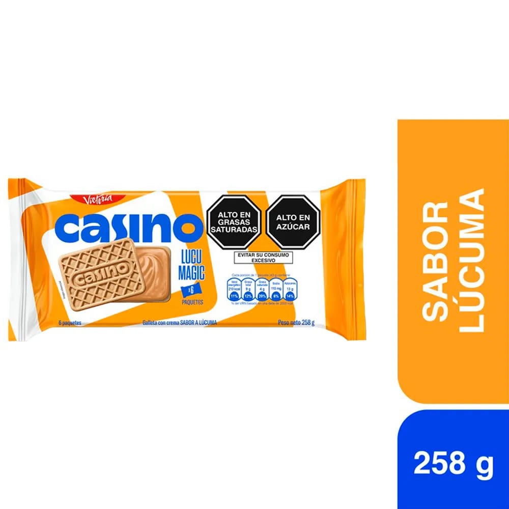 Galleta CASINO Sabor Lúcuma Bolsa 43g Paquete 6un