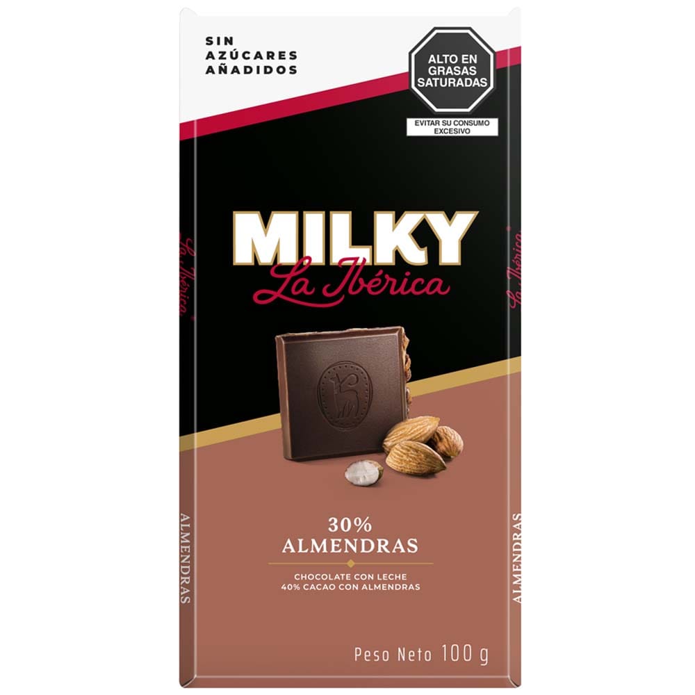 Chocolate LA IBÉRICA Milky Almendras sin Azúcar Tableta 100g