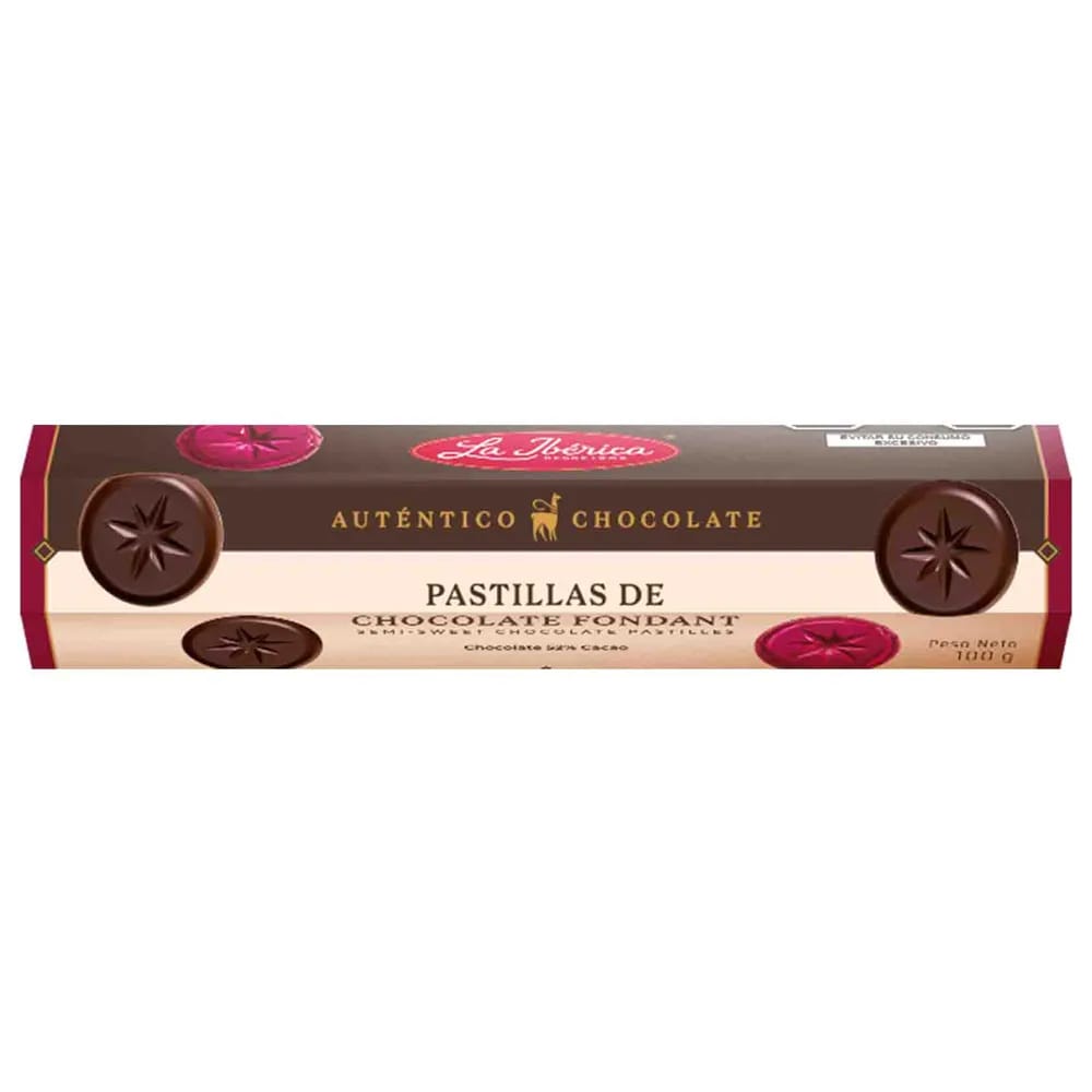 Chocolate LA IBÉRICA PASTILLAS FONDANDT Semi dulce sin leche Caja 100g