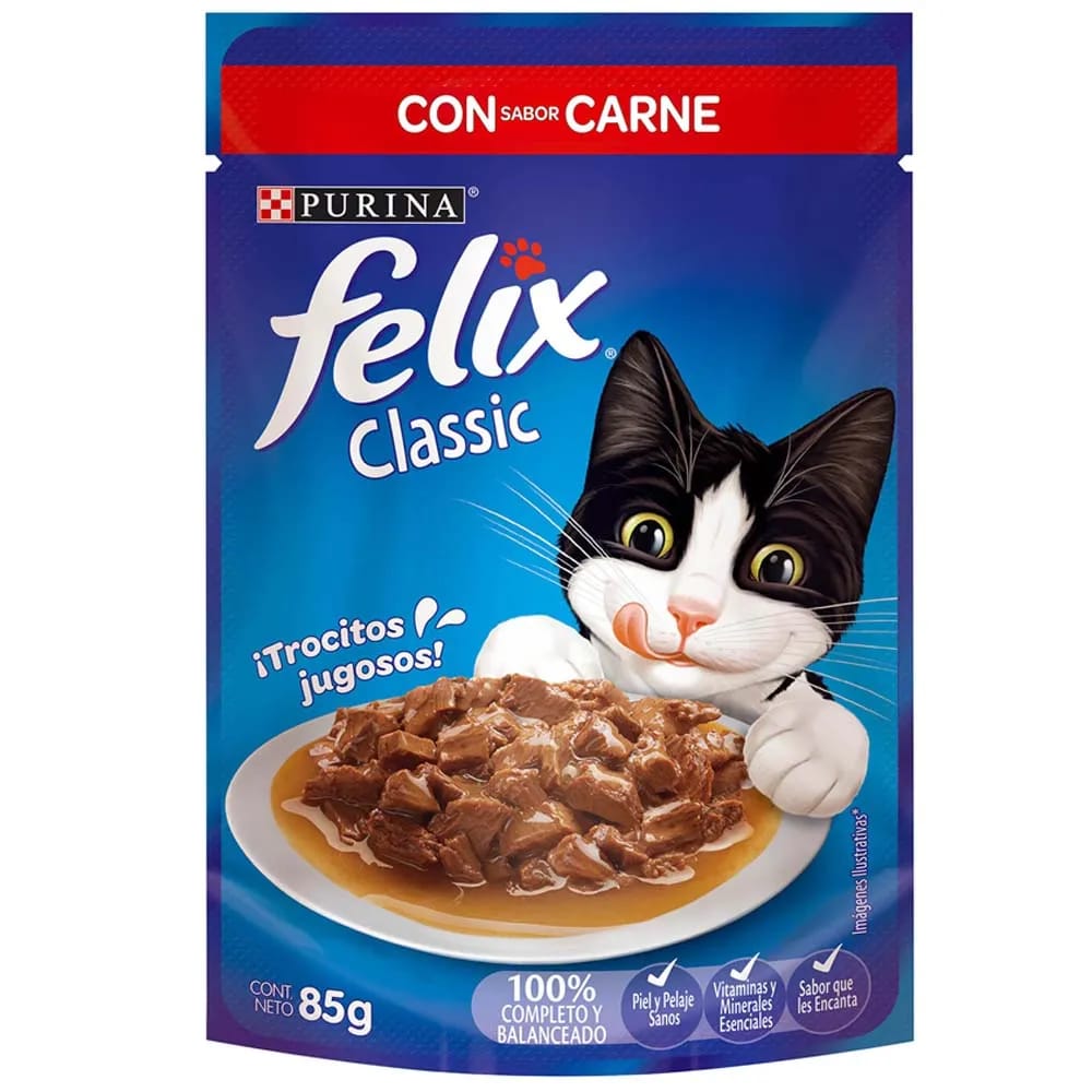 Alimento Húmedo para Gato FELIX Sabor Carne Pouch 85g