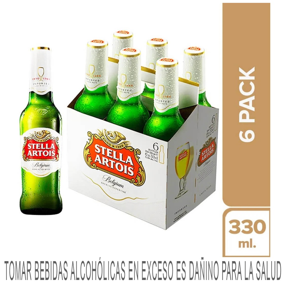 Cerveza STELLA ARTOIS Botella 330ml 6 Pack