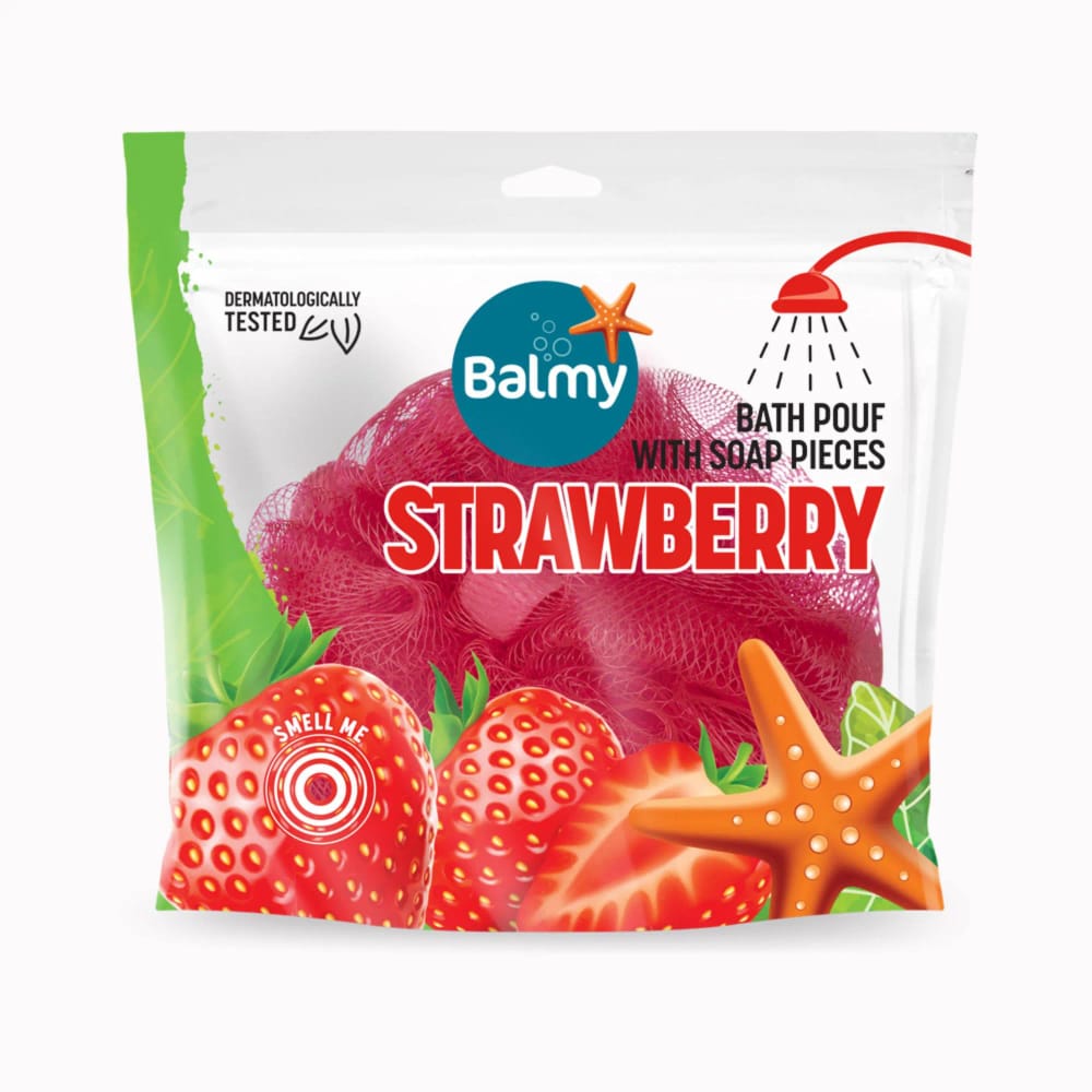 Esponja Baño + Jabón BALMY Fresa Bolsa 1un