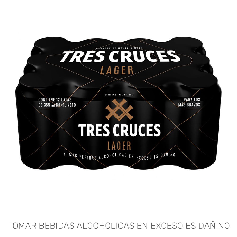 Cerveza TRES CRUCES Lager Lata 355ml Paquete 12un