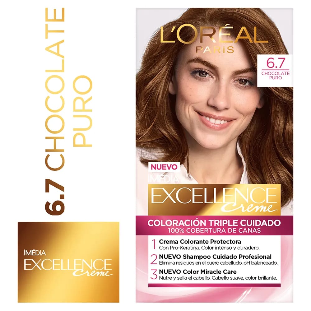 Tinte para Cabello EXCELLENCE 6.7 Chocolate puro Caja 1un