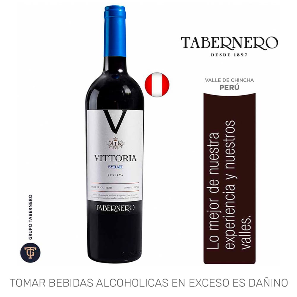 Vino TABERNERO VITTORIA Reserva Syrah Botella 750ml