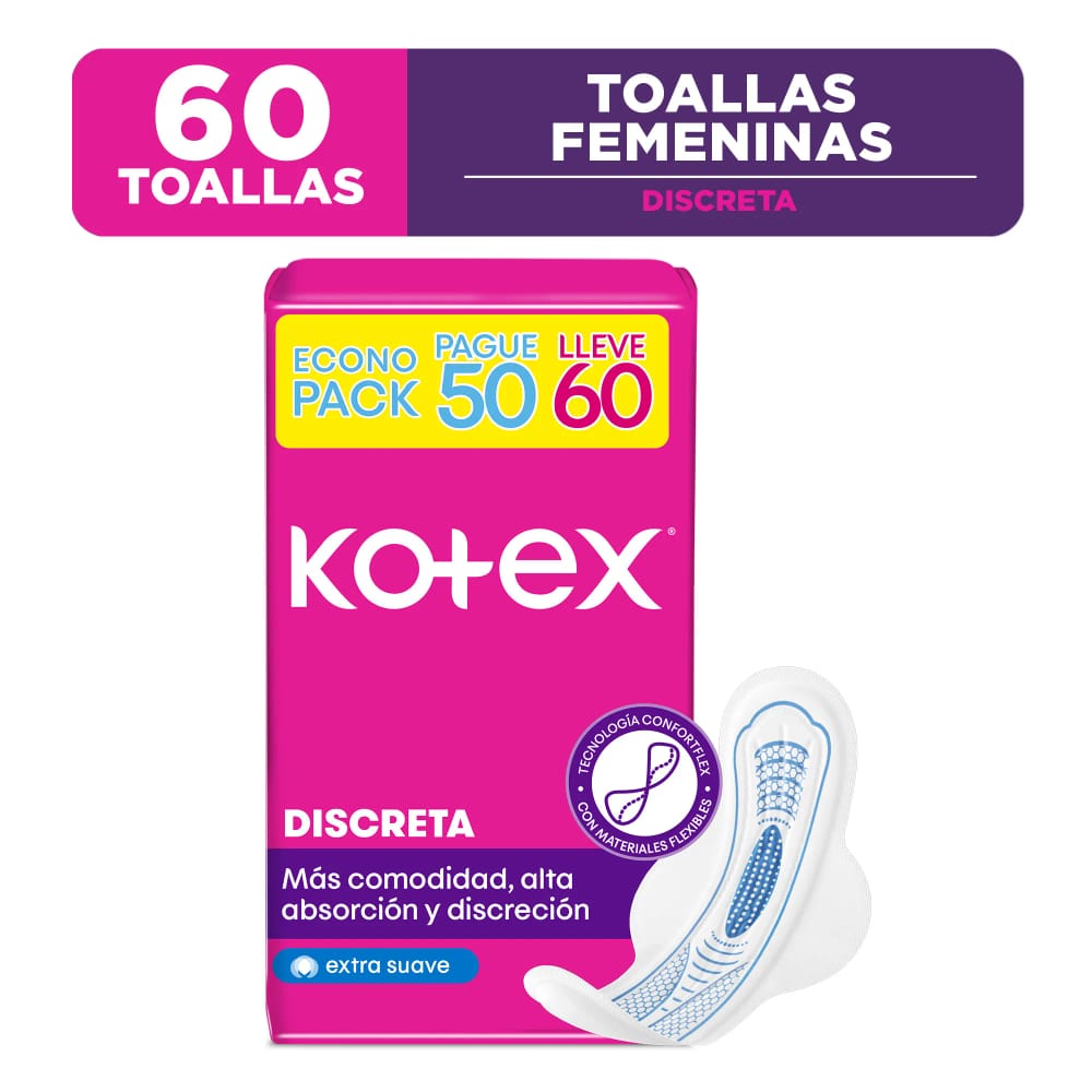 Toalla Higiénica KOTEX Ultrafina Antibacterial Paquete 60un