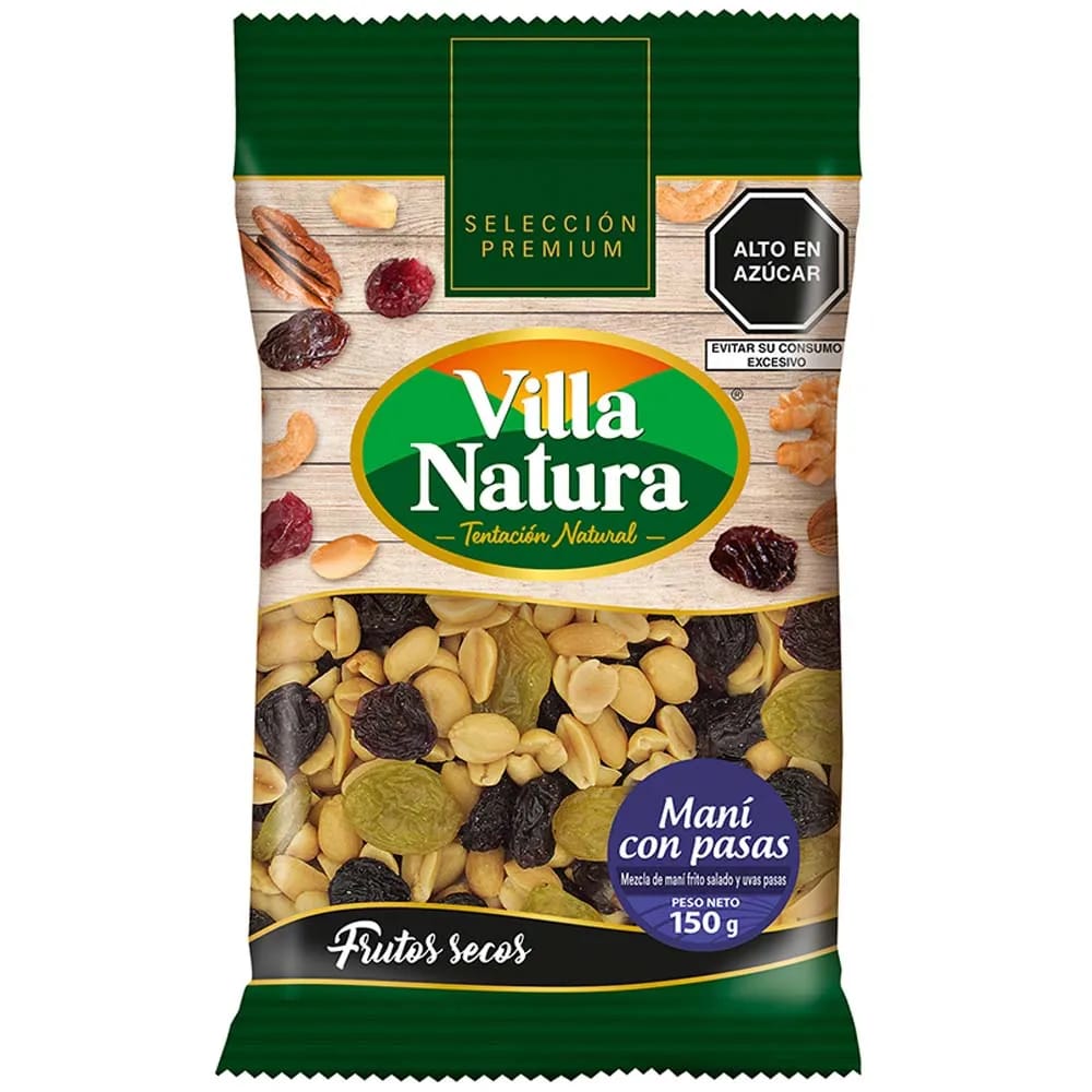 Maní con Pasas VILLA NATURA Bolsa 150g