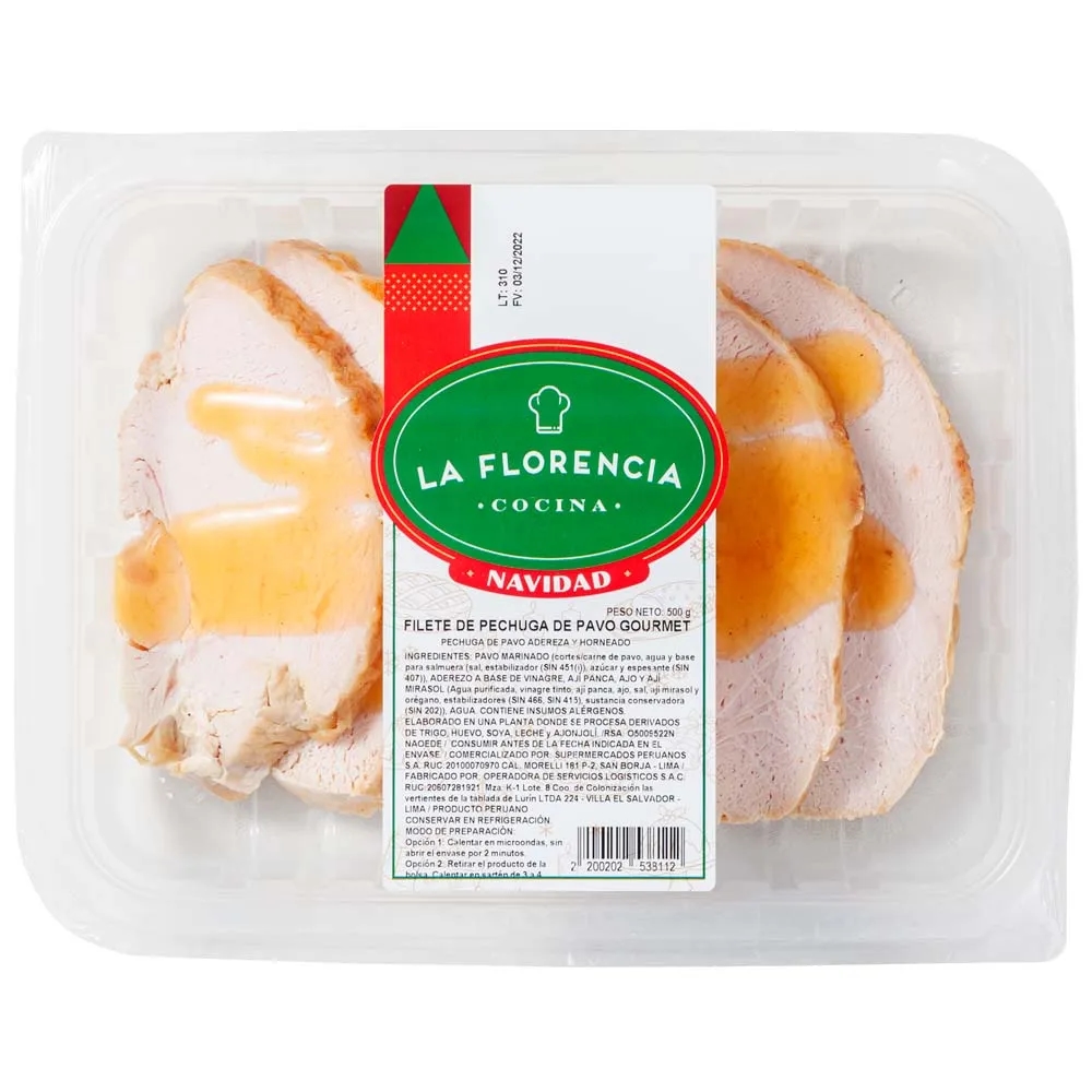 Filete de Pechuga de Pavo Gourmet LA FLORENCIA Bandeja 500g