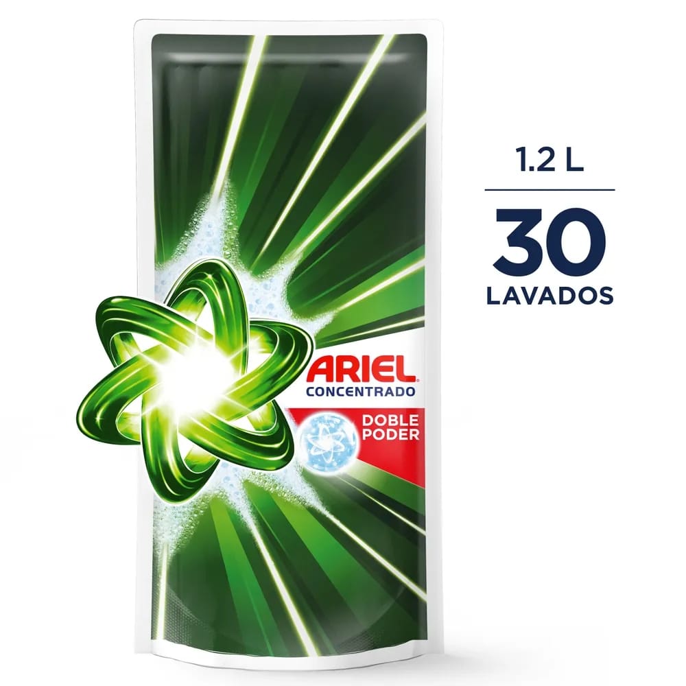 Detergente Líquido ARIEL Doble Poder Concentrado Doypack 1.2L