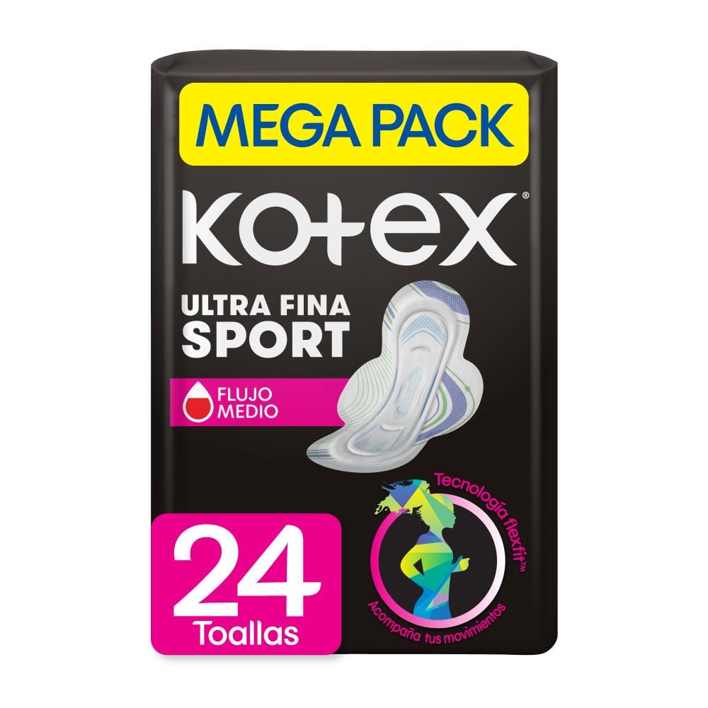 Toallas Femeninas KOTEX Sport Ultradelgadas Paquete 24un