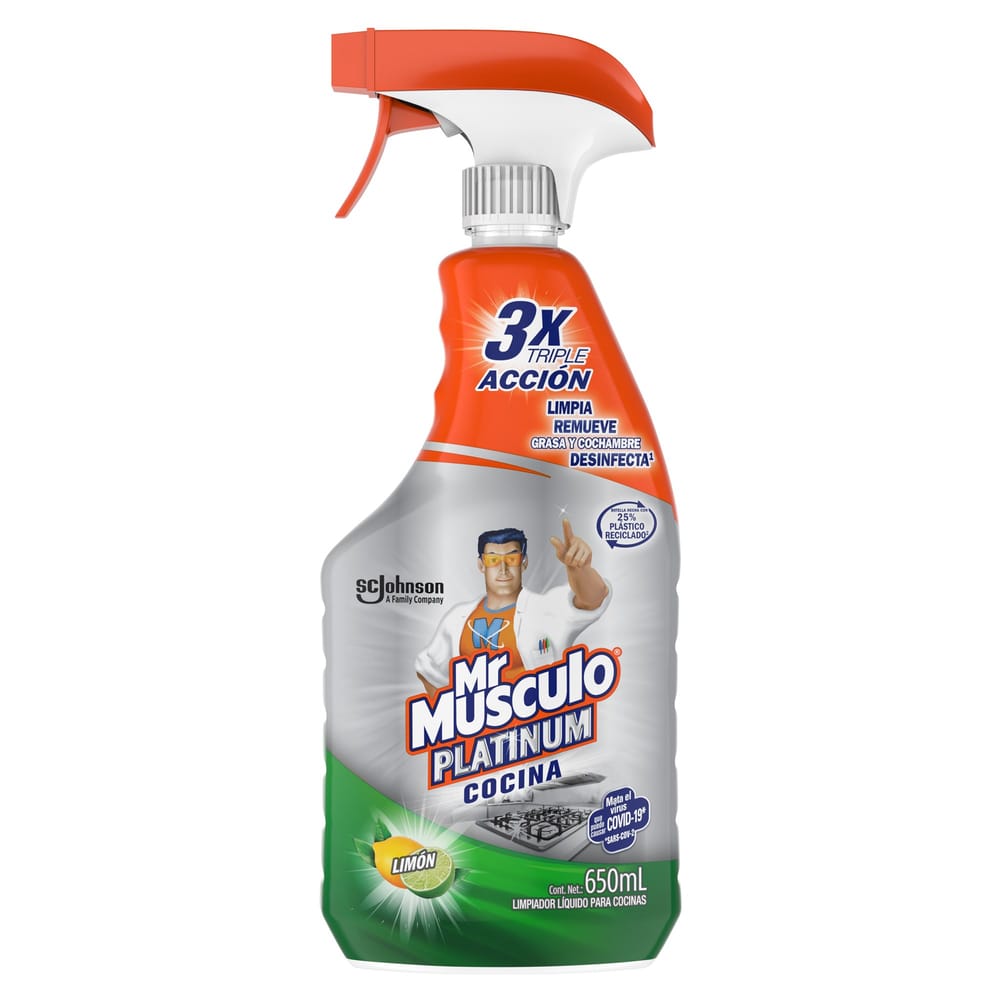 Limpiador para Cocina MR. MUSCULO Platinum Desengrasante Limón Frasco 650ml