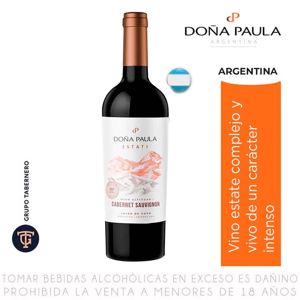 Vino DOÑA PAULA Estate Cabernet Sauvignon Botella 750ml