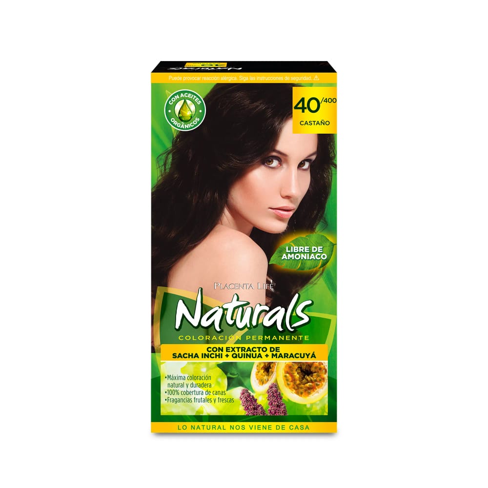 Kit Tinte para Cabello PLACENTA LIFE Naturals Castaño 40/400