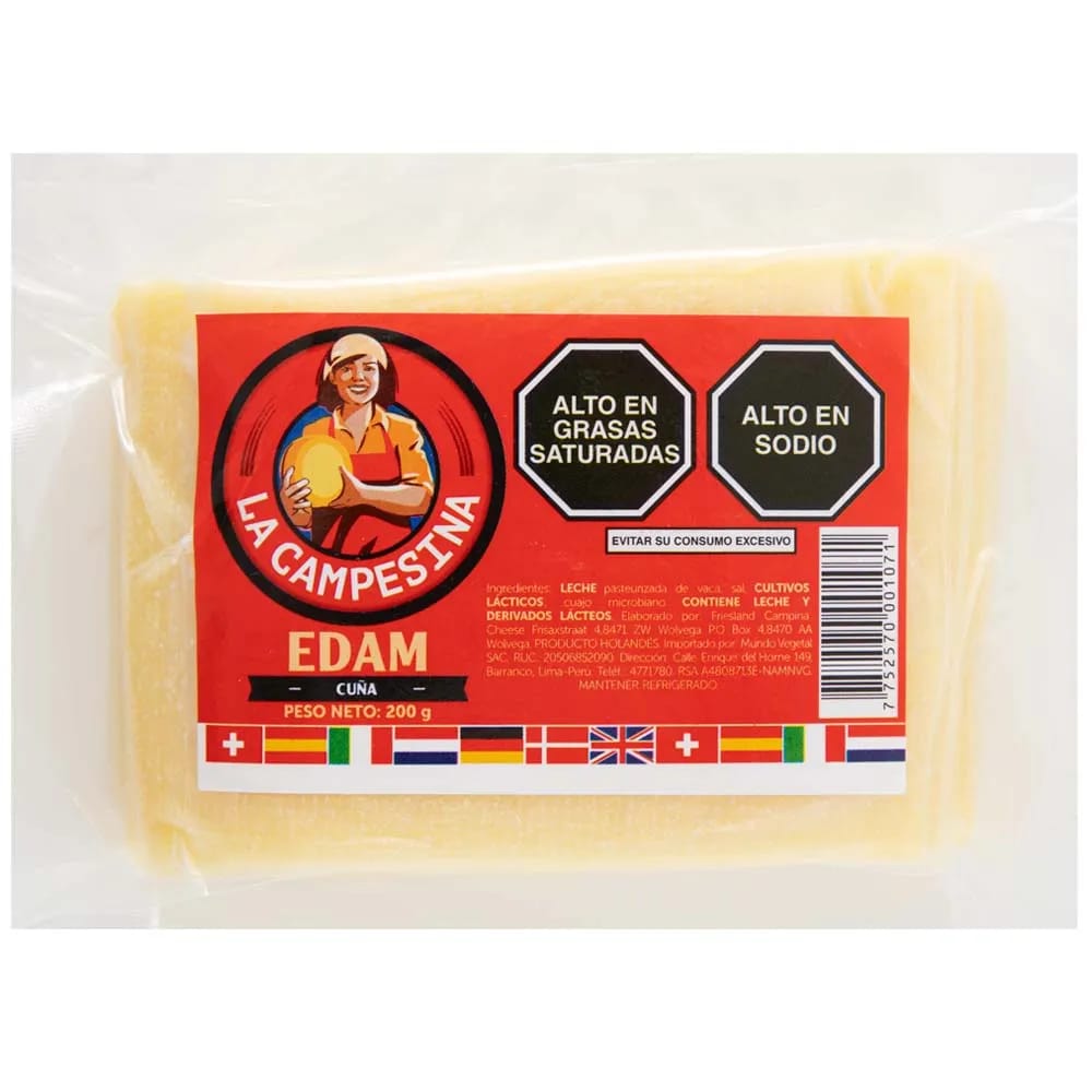 Queso Edam LA CAMPESINA en Bloque Paquete 200g