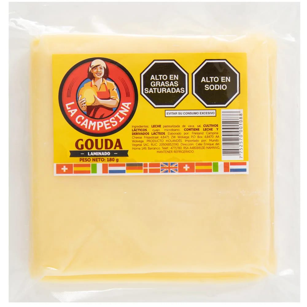 Queso Gouda LA CAMPESINA Paquete 180g
