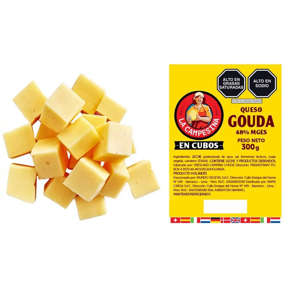 Queso Gouda en Cubos LA CAMPESINA Paquete 300g