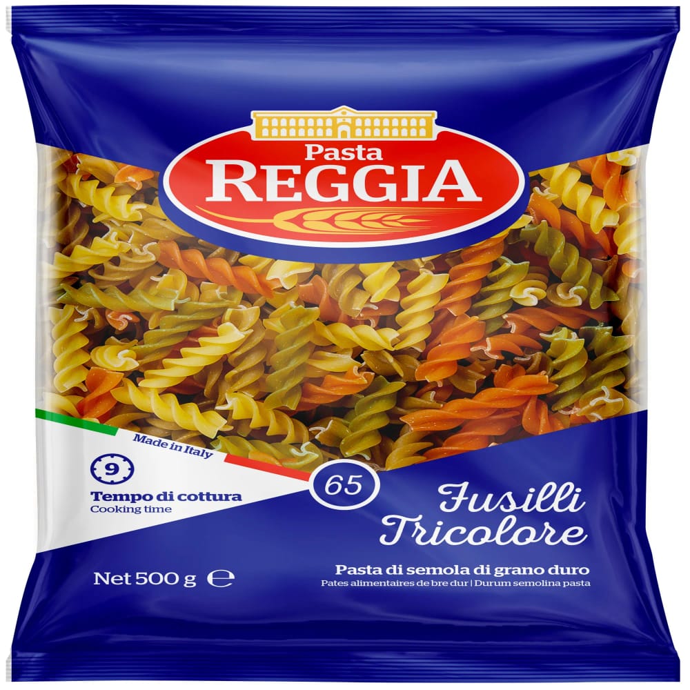 Pasta Fusilli Tricollore REGGIA Bolsa 500g