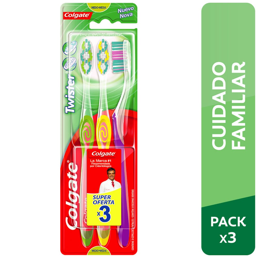Cepillo Dental COLGATE Twister Paquete 3un