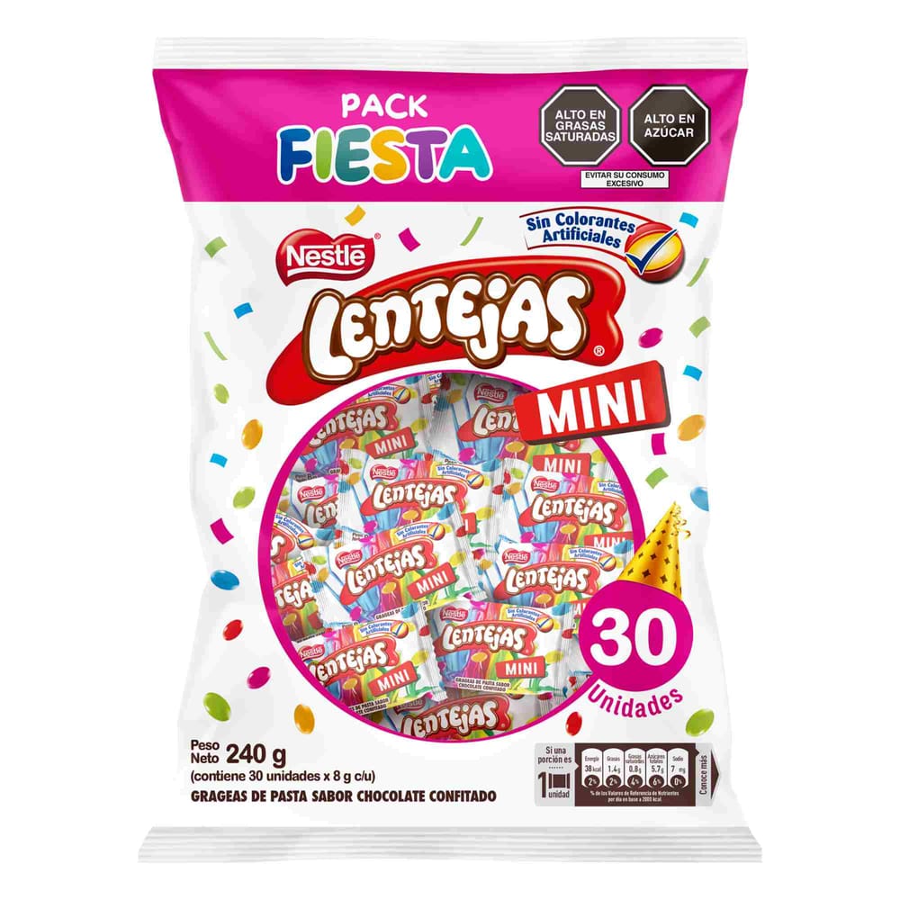 Mini Grageas de Chocolate LENTEJAS Fiesta Bolsa 240g