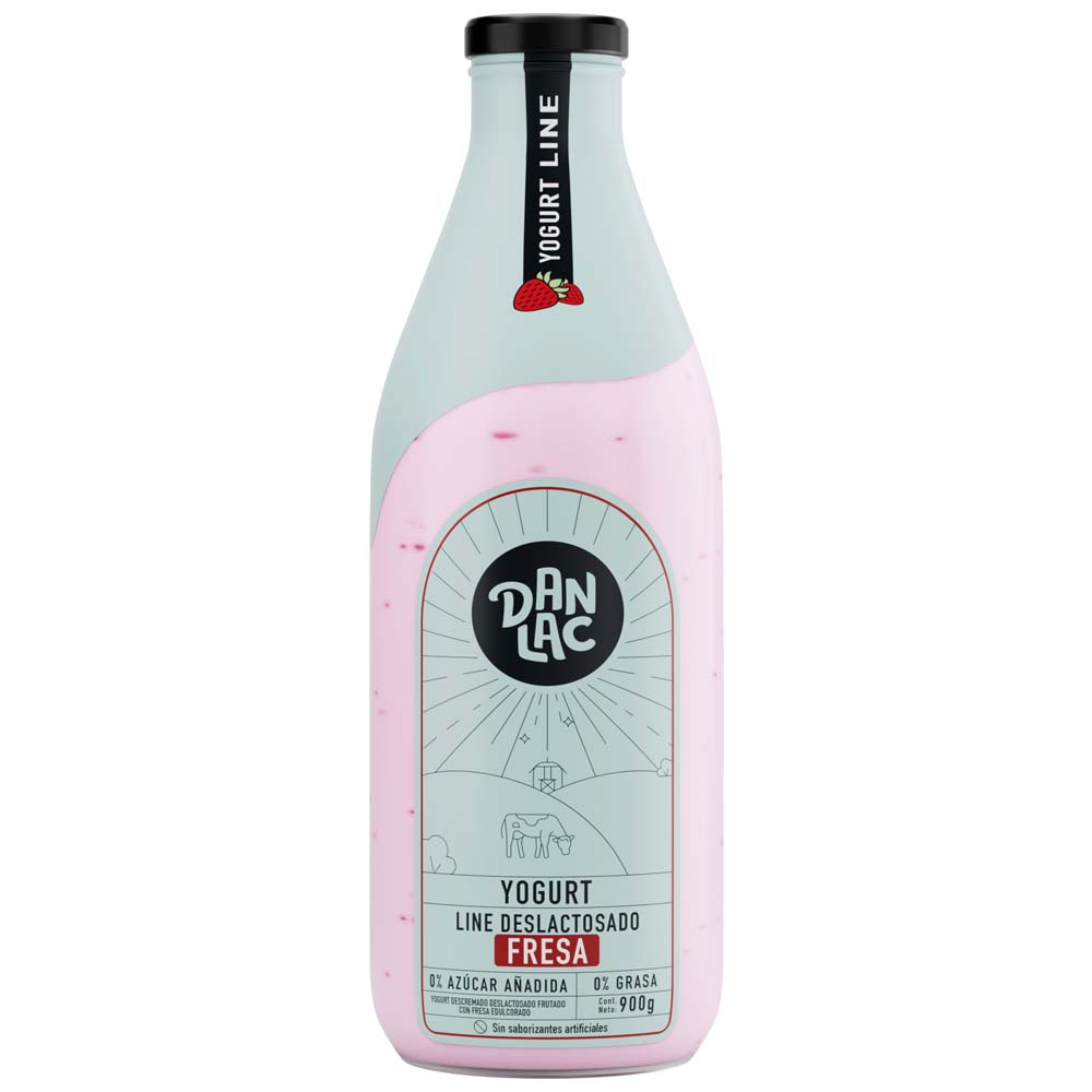 Yogurt Frutado Deslactosado DANLAC Fresa Botella 900g