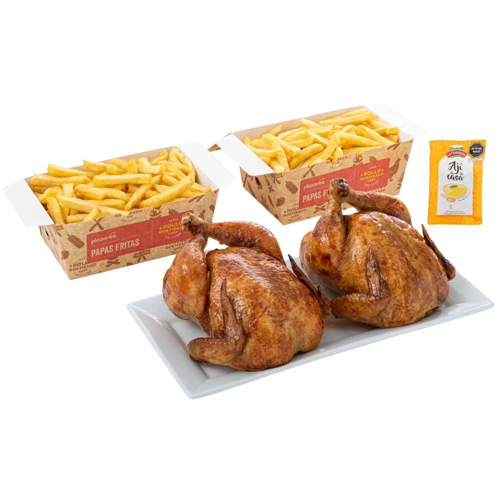2 Pollos Rostizados + 2 Papas Fritas