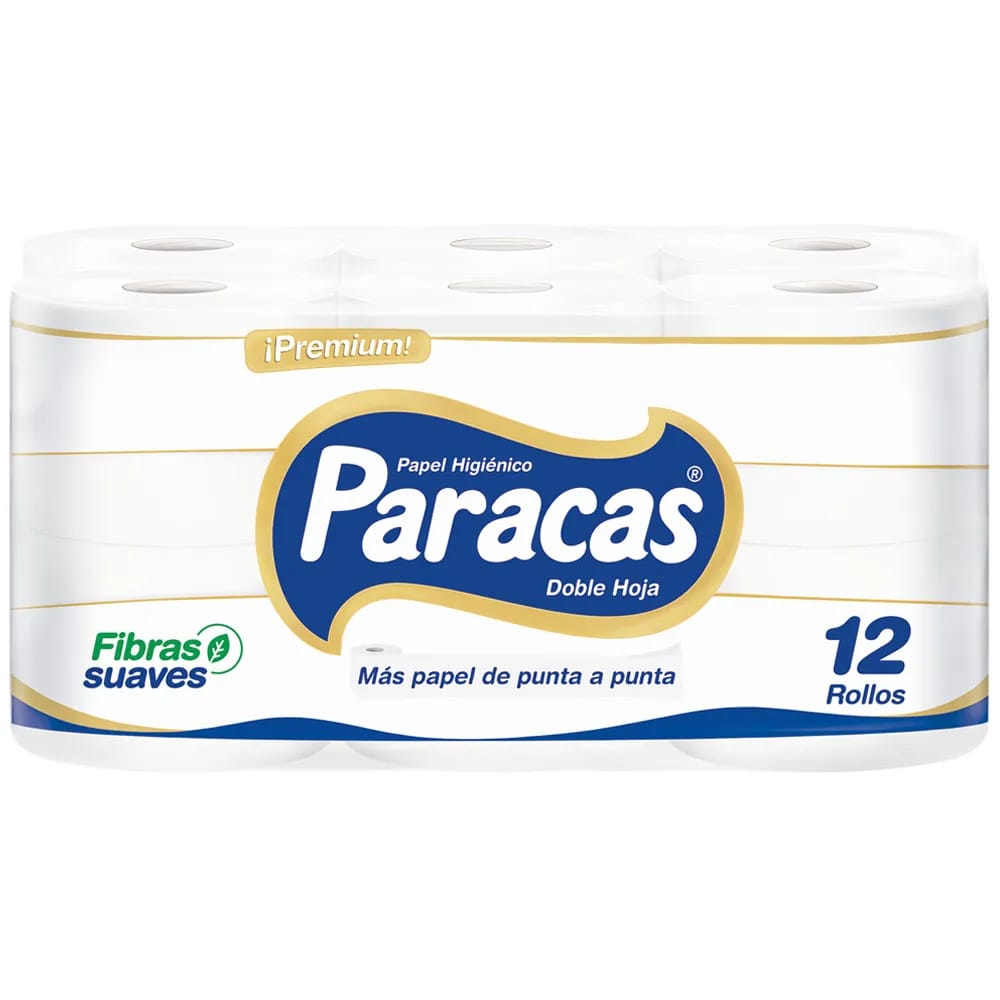 Papel Higiénico PARACAS Blanco Doble Hoja Bolsa 12un