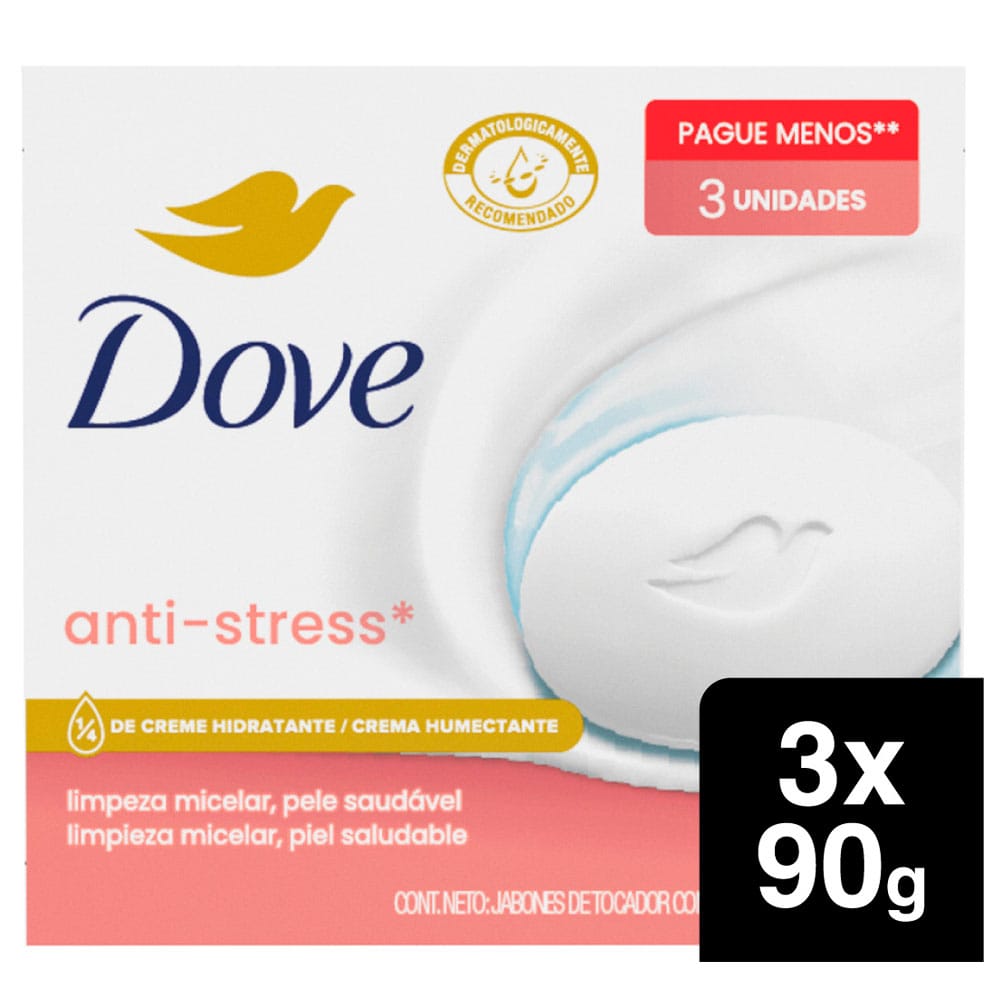 Jabón de Tocador DOVE Micelar Barra 90g Paquete 3un