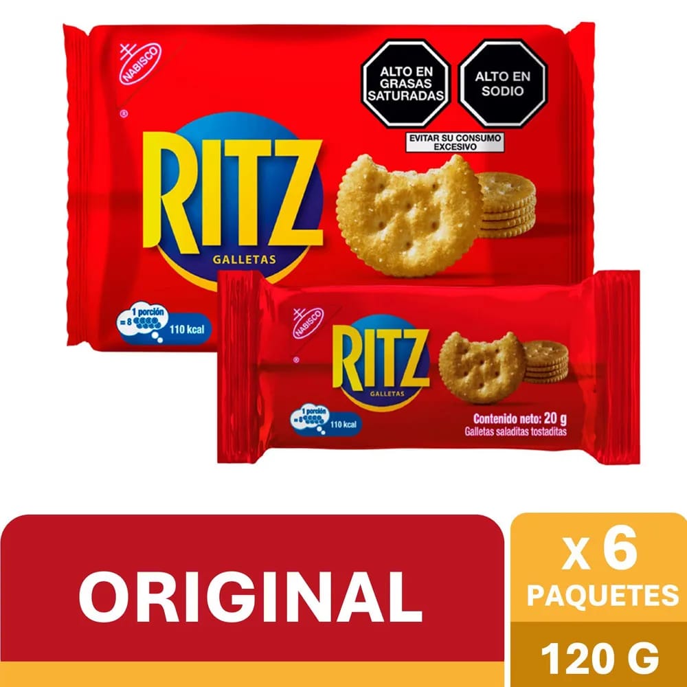 Galletas Saladas RITZ Bolsa 20g Paquete 6un