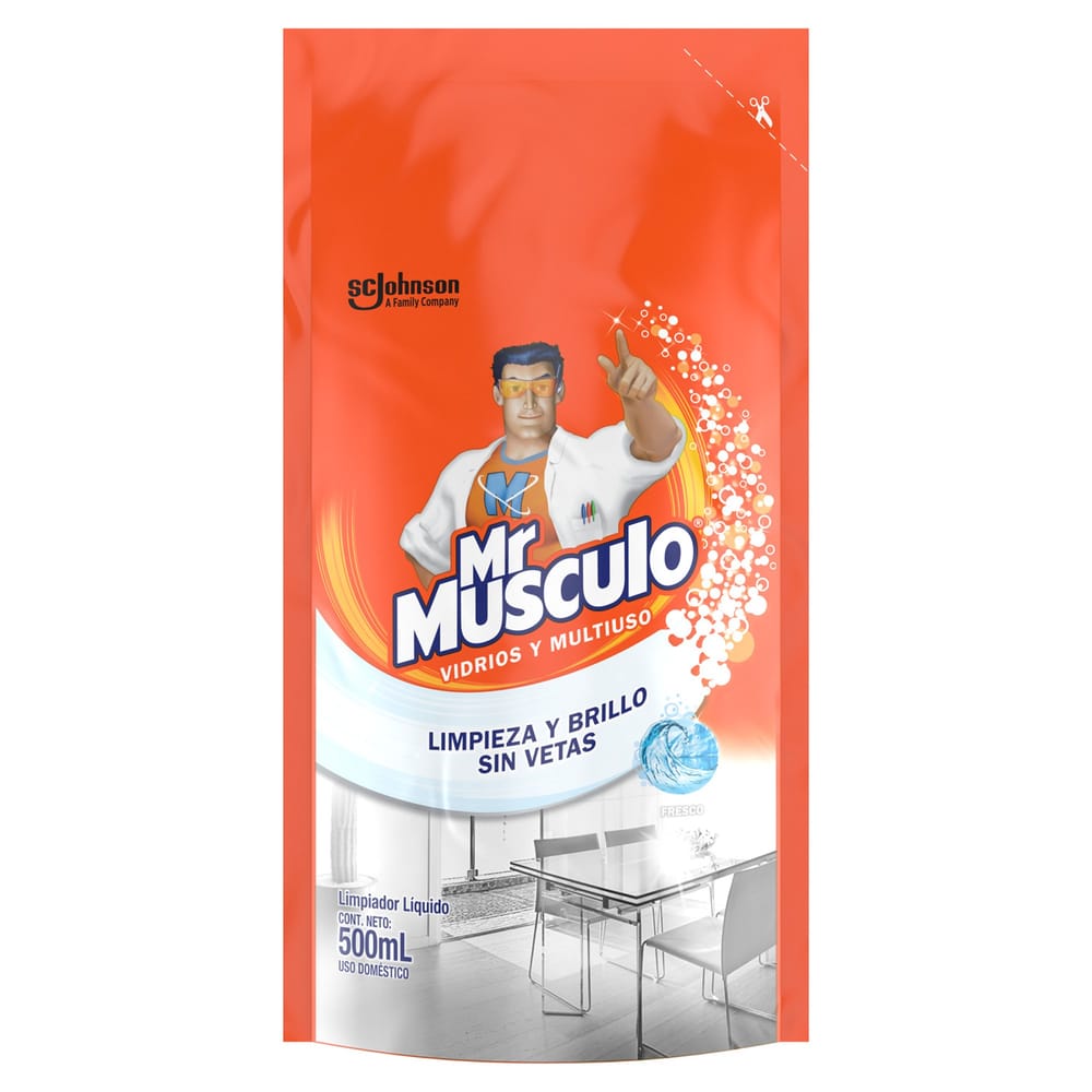 Limpia Vidrios MR. MÚSCULO Fragancia Fresca Doypack 500ml