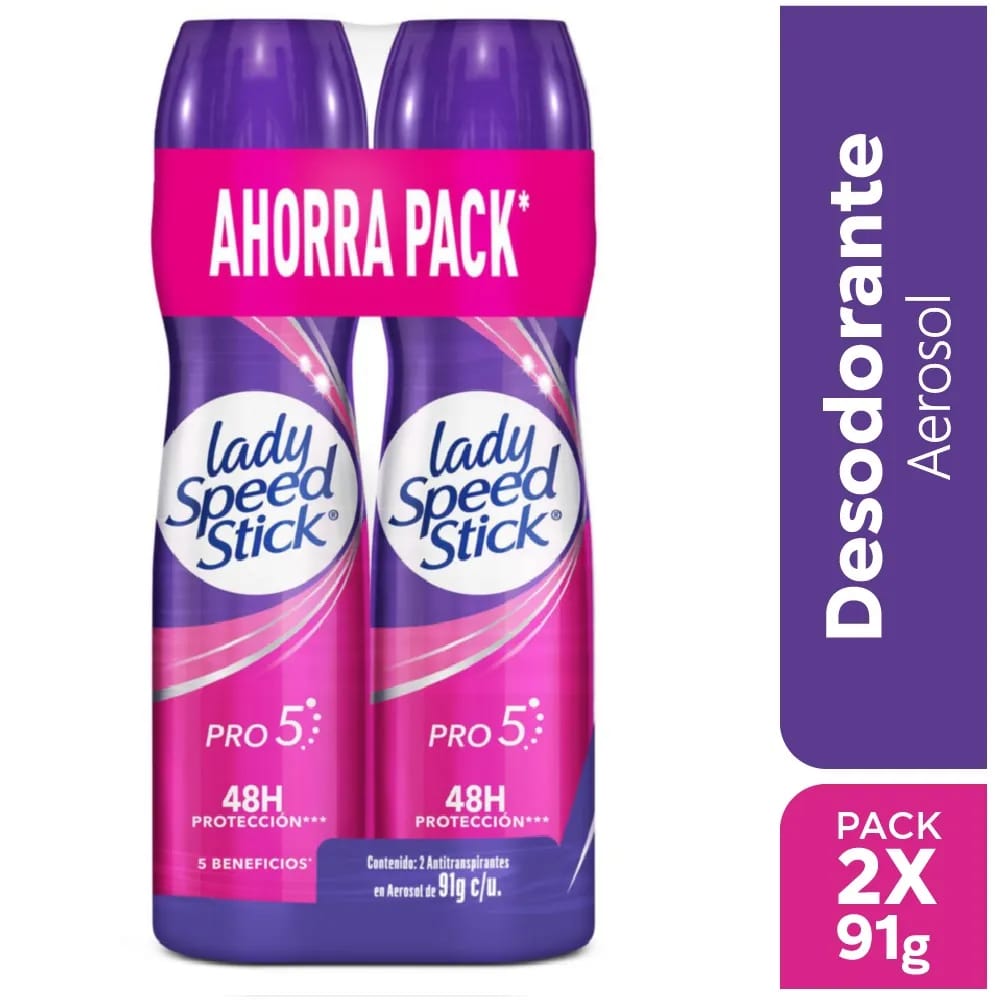 Desodorante para Mujer en Spray LADY SPEED STICK Pro5 Paquete 2un