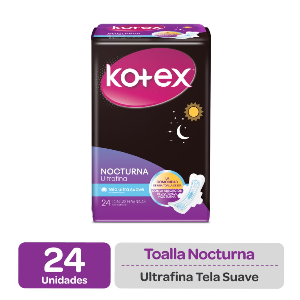 Toalla Higiénica KOTEX Ultrafina Nocturna Paquete 24un