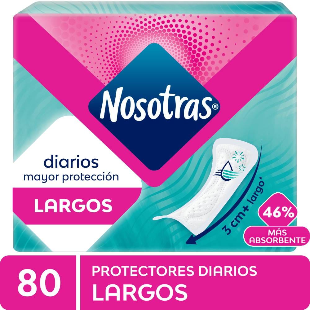 Protectores Diarios NOSOTRAS Largos Sin Alas Paquete 80un