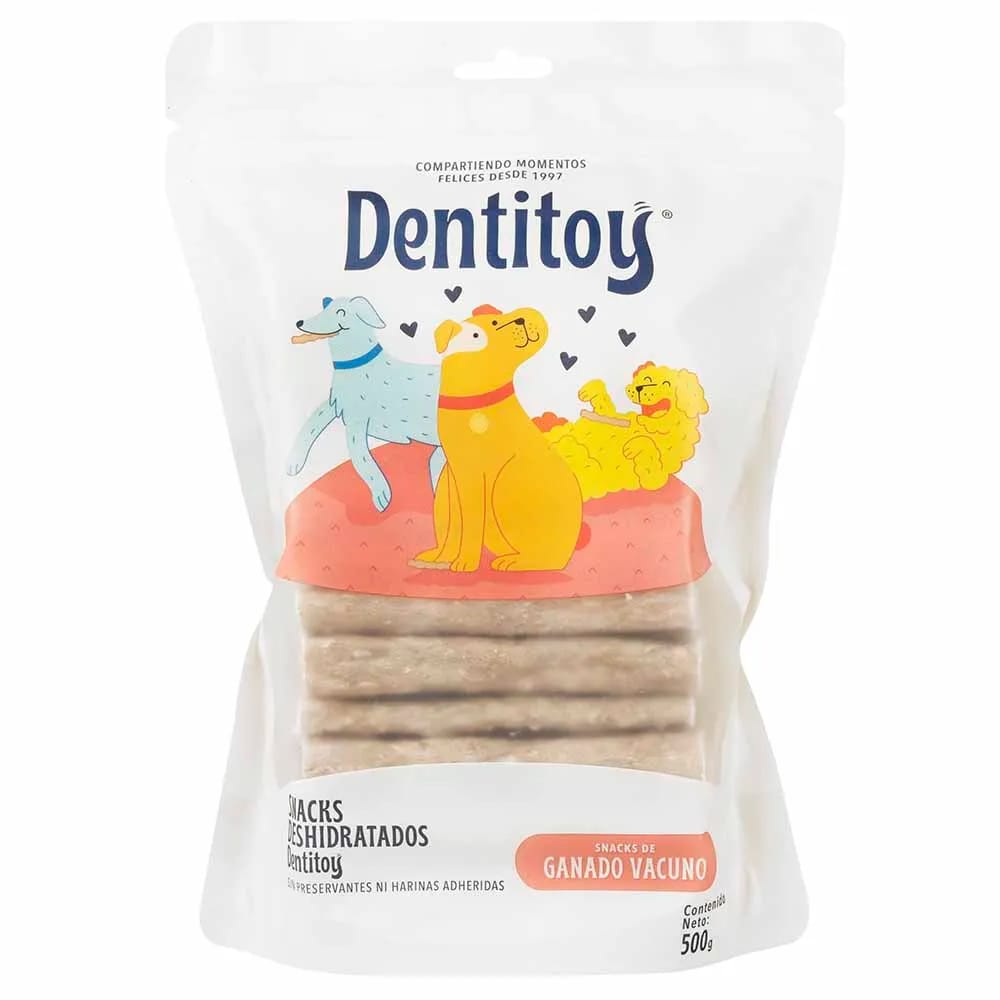 Alimento para Perro DENTITOY Snack Sabor Ganado Vacuno Paquete 500g