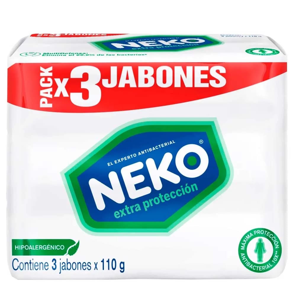 Jabón NEKO Antibacterial Extra Protección 3un x 110g