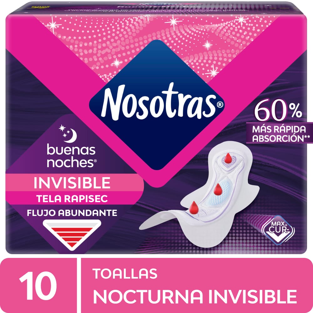 Toalla Higiénica NOSOTRAS Buenas Noches Invisible Rapigel Paquete10un