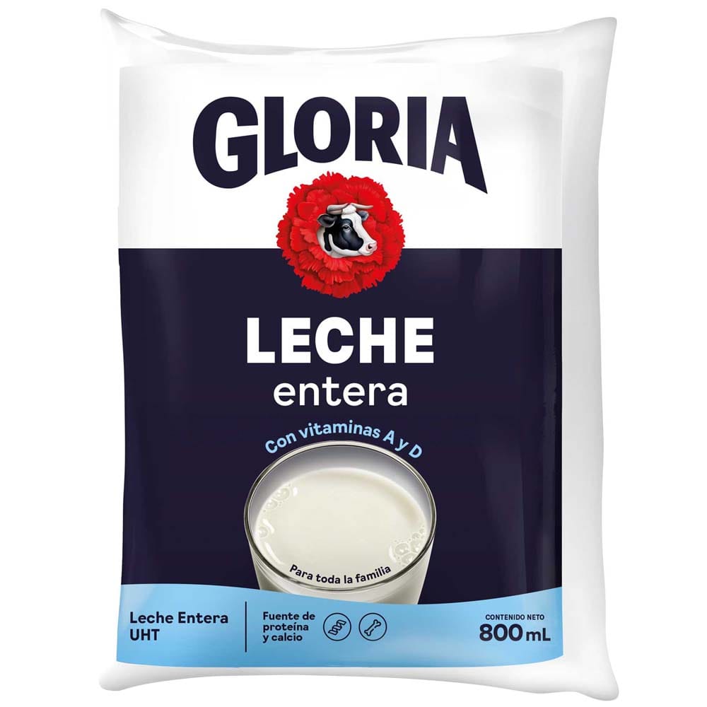 Leche UHT GLORIA Entera Bolsa 800ml