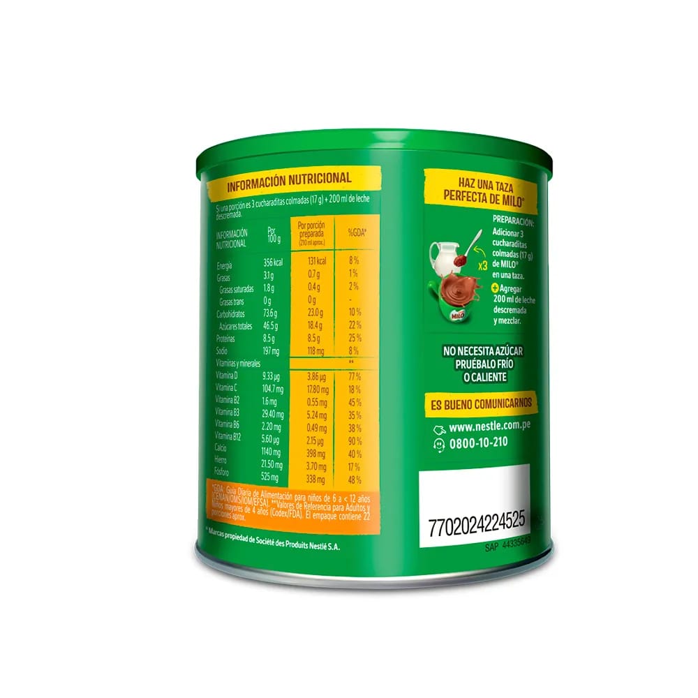 Fortificante Granulado MILO Activ-Go Lata 380g