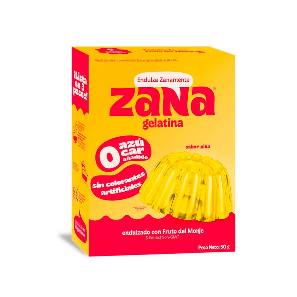Gelatina ZANA Sabor a Piña Caja 50g