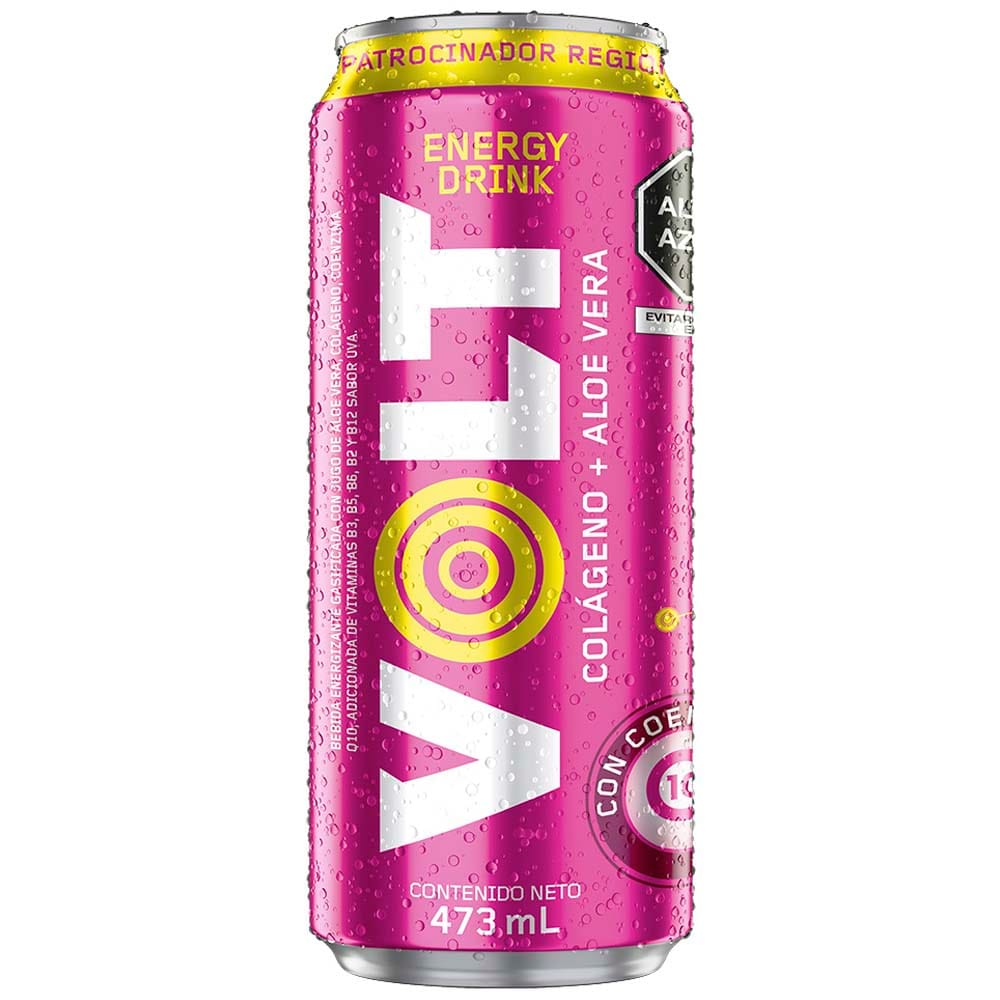 Bebida Energizante VOLT Sabor Pink y Uva sin Azúcar Lata 473ml
