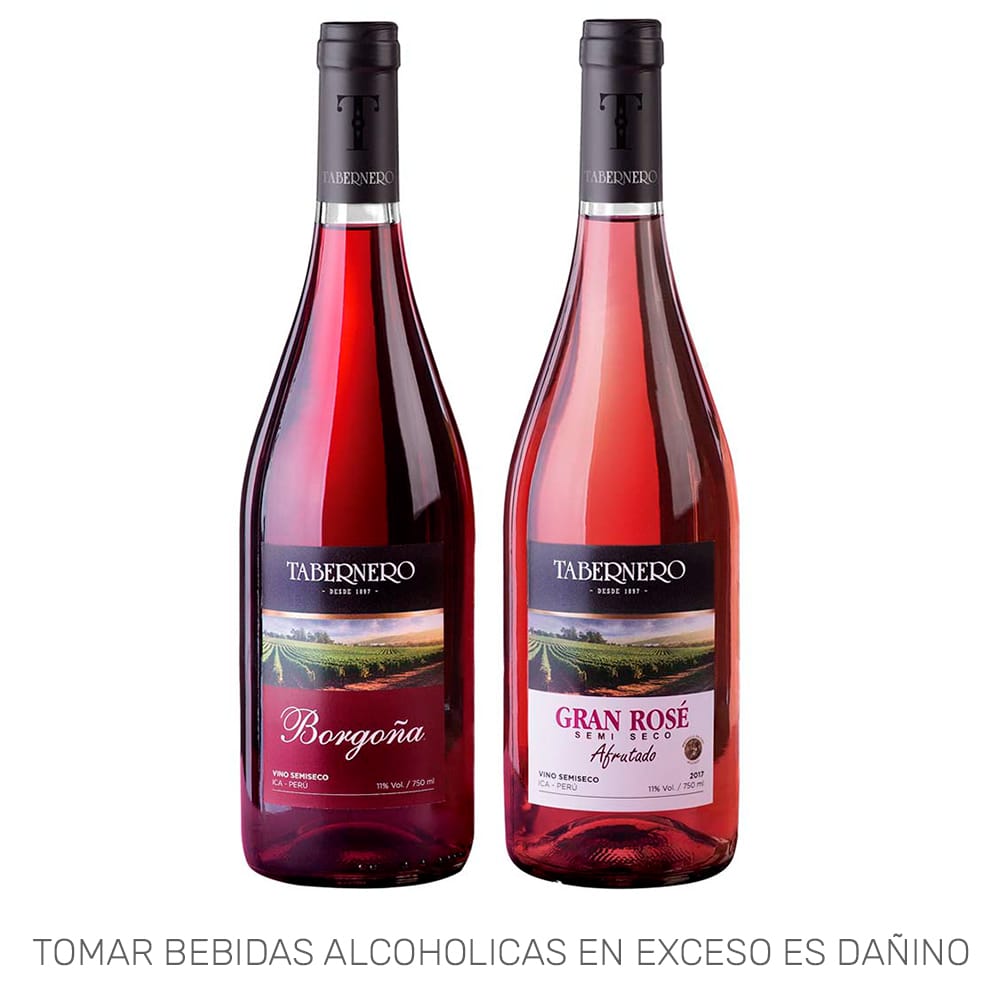 Pack TABERNERO Vino Tinto Borgoña Botella 750ml + Vino Rosé Semiseco Botella 750ml